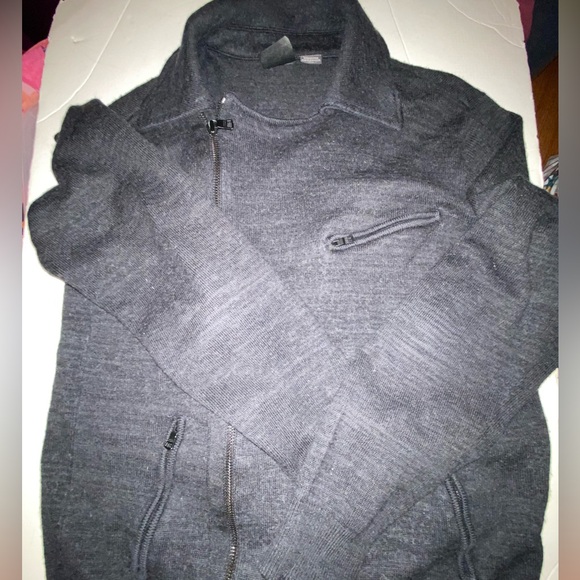 Armani Exchange A/X ASYMETRIC ZIPPERED SWEATER Medium Black Full Zip BB-7 - Picture 1 of 5